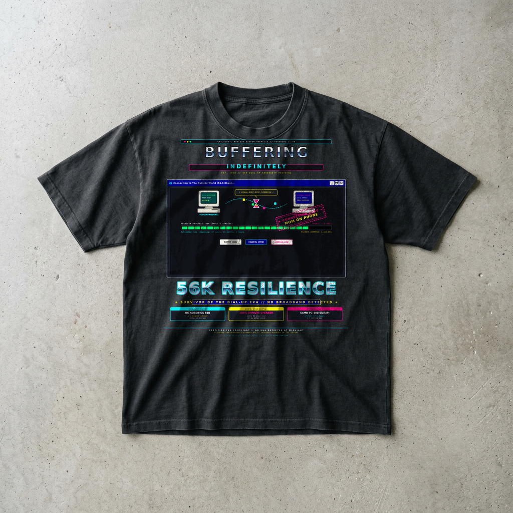 Buffering Indefinitely // 56K Dial-Up Heavyweight Graphic Tee