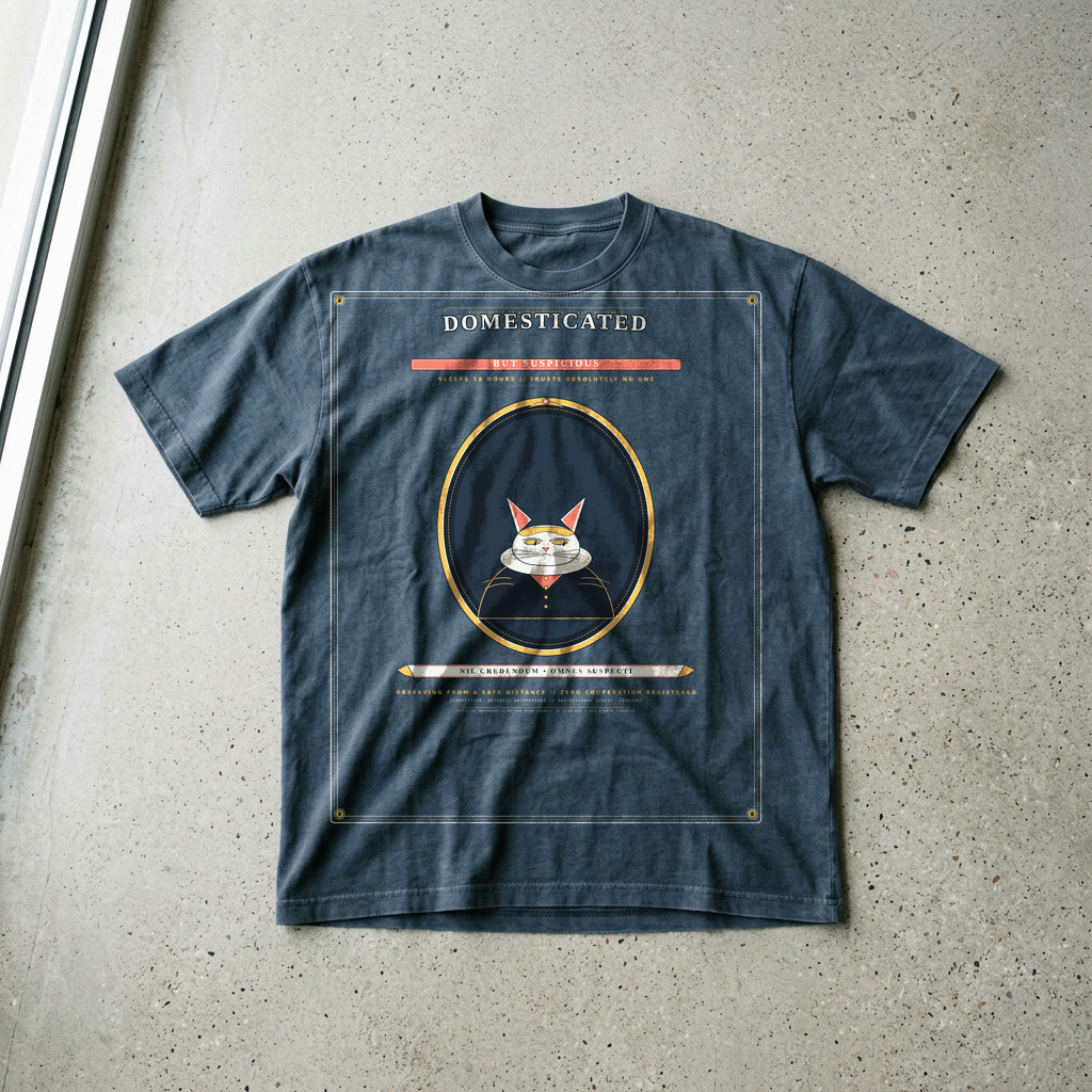 Domesticated But Suspicious // Quirky Aristocratic Cat Portrait Tee