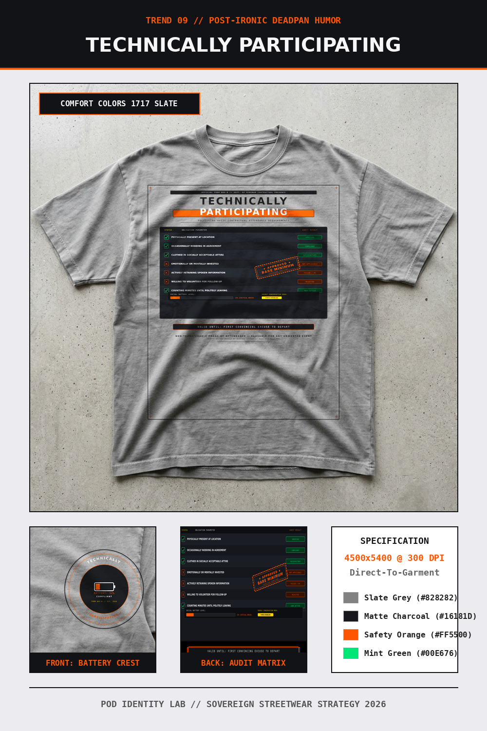 Technically Participating // Deadpan Anti-Work Compliance Heavyweight Tee