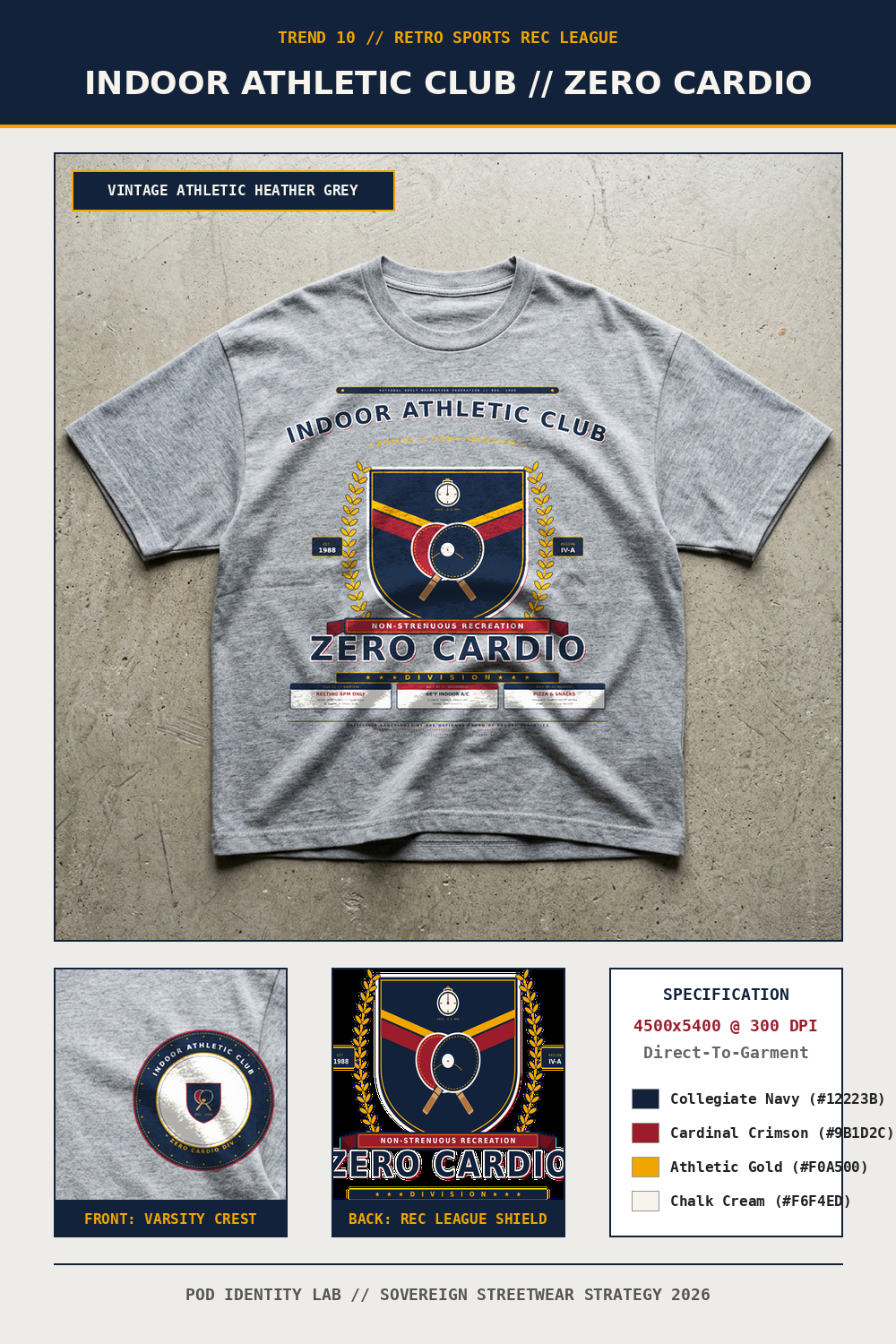 Indoor Athletic Club // Zero Cardio Division Retro Rec League Tee